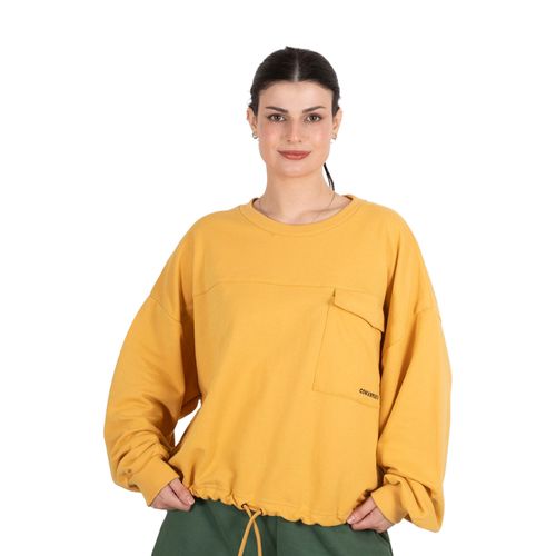BUZO MUJER CONVERSE POCKET CONS CREWNECK OCRE